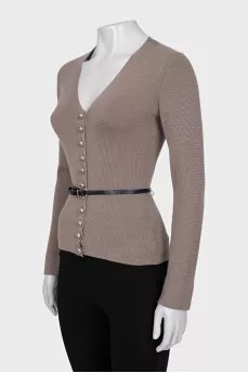 Fitted cardigan with belt