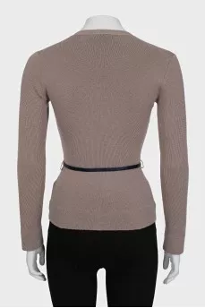 Fitted cardigan with belt