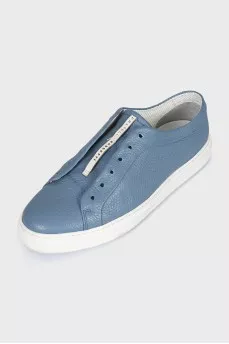 Men's blue leather sneakers
