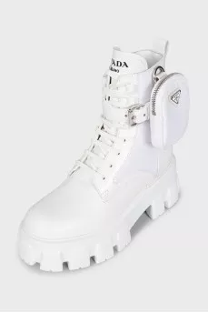 White Monolith leather and fabric boots