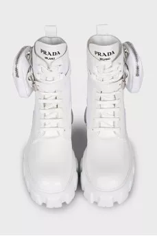 White Monolith leather and fabric boots