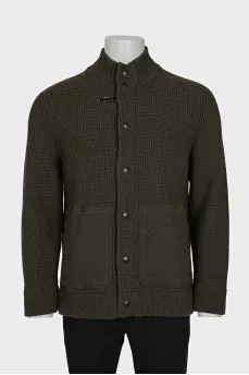 Men's green wool cardigan