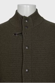Men's green wool cardigan