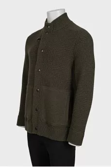 Men's green wool cardigan