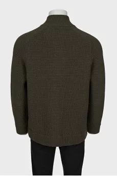 Men's green wool cardigan