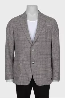 Men's checkered wool and cashmere jacket