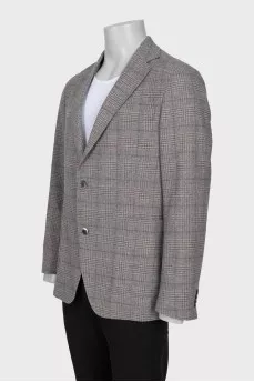 Men's checkered wool and cashmere jacket