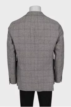 Men's checkered wool and cashmere jacket