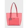 Pink leather shoulder bag