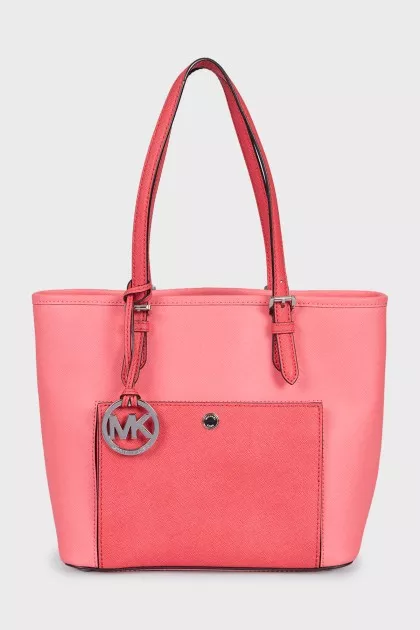 Pink leather shoulder bag