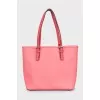 Pink leather shoulder bag