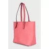Pink leather shoulder bag