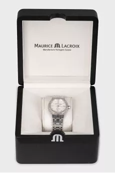 Silver watch with diamonds