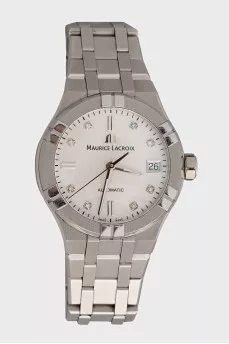 Silver watch with diamonds