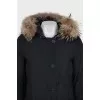 Straight parka with fur trim on the hood