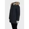 Straight parka with fur trim on the hood