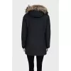 Straight parka with fur trim on the hood