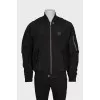 Men's black bomber jacket with patch pockets