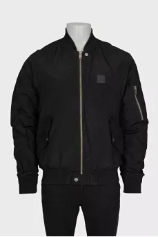 Men's black bomber jacket with patch pockets
