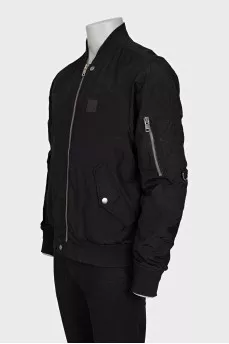 Men's black bomber jacket with patch pockets