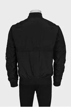 Men's black bomber jacket with patch pockets