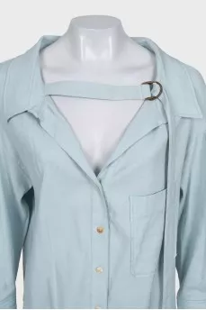 Blue shirt with a belt