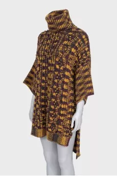 Knitted dress with a high collar