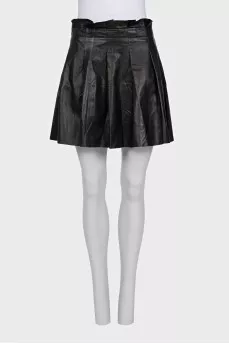 Leather skirt with pleats