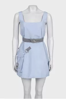 Blue dress with a patch pocket
