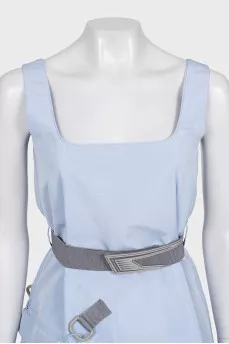 Blue dress with a patch pocket