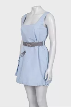 Blue dress with a patch pocket