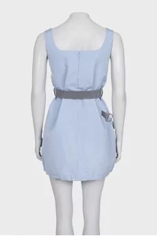 Blue dress with a patch pocket