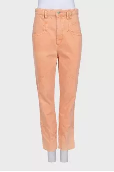 Orange straight-leg jeans