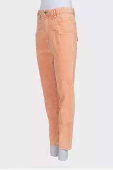 Orange straight-leg jeans