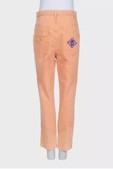 Orange straight-leg jeans