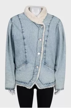 Insulated denim jacket with buttons