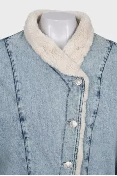 Insulated denim jacket with buttons