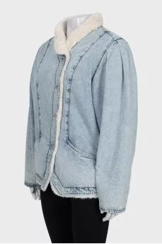 Insulated denim jacket with buttons