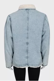Insulated denim jacket with buttons