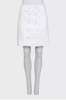 Straight-cut mini skirt with buttons