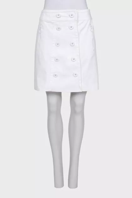 Straight-cut mini skirt with buttons