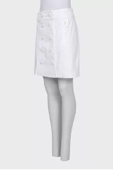 Straight-cut mini skirt with buttons