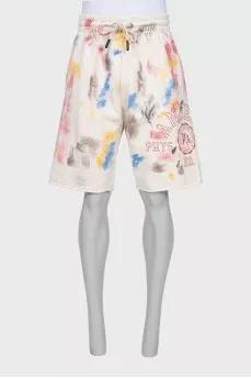 Men's white printed shorts