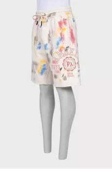 Men's white printed shorts