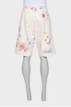 Men's white printed shorts