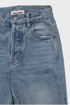 High-waisted straight jeans with buttons