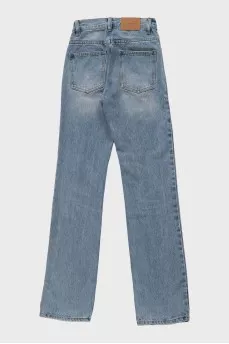 High-waisted straight jeans with buttons