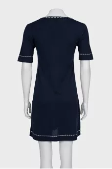 Straight dress made of cashmere and silk with pockets