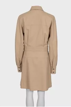 Beige fitted dress with buttons