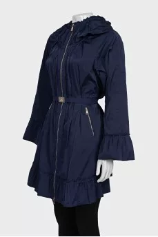 Blue cloak with pleats